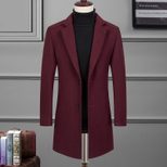 Mens Wool Blend Overcoat Single Breasted Suit Collar Thick Warm Winter Coat Multiple Sizes