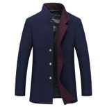 Mens Wool Blend Overcoat Slim Fit Stand Collar Thickened Design Autumn Winter Wear