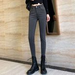 High Waist Black Skinny Jeans for Women Stretch Fabric Slim Fit Pencil Pants Spring Autumn Wear