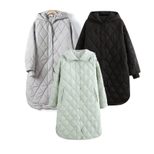 Hooded Longline Quilted Cotton Coat for Women Loose Fit Warm Winter Jacket Casual Everyday Wear