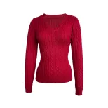Womens Vintage V Neck Sweater Slim Fit Long Sleeve Knitted Striped Pattern Spring Summer