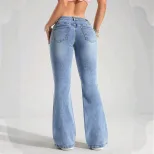 Womens Low Rise Stretch Denim Jeans Casual Fit Blue in Multiple Sizes ready to ship