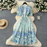 Gradient Floral Maxi Dress for Women Elegant Lace Details Summer Fashion low MOQ
