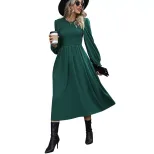 Womens Elegant Dark Green Midi Dress with Sleeveless Design for Autumn Winter Wholesale low MOQ custom packaging