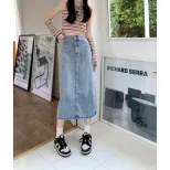 High Waist Pocket Denim Skirt for Women Loose Fit Mid Length Summer Casual Wear