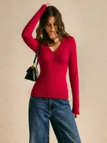 Womens Vintage V Neck Sweater Slim Fit Long Sleeve Knitted Striped Pattern Spring Summer
