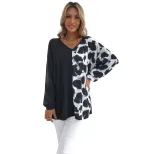 Womens Leopard Print V Neck Boyfriend Style T Shirt Casual Short Sleeve White Cotton Blend Ready to Ship
