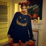 Womens Long Sleeve Graphic Sweatshirt Loose Fit Casual Style Halloween Theme ready to ship