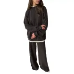 Womens Loose Fit Knit Sweater and Wide Leg Pants Set Wool Blend Casual Style Autumn Winter Collection Wholesale
