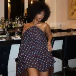 Backless Polka Dot Bodycon Dress for Women Summer Fashion Available in Brown Wholesale Sizes S to L