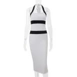 Sleeveless Bodycon Dress Elegant Backless Design Summer Fashion Available in White S to XL customizable