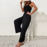 Black Wide Leg Jumpsuit for Women Casual Summer Style Comfortable Sleeveless Design