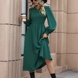 Womens Elegant Dark Green Midi Dress with Sleeveless Design for Autumn Winter Wholesale low MOQ custom packaging