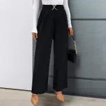High Waist Straight Leg Pants Solid Color Casual Style Autumn Collection bulk order