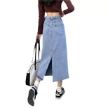 High Waist A Line Denim Skirt for Women Vintage Style Spring and Summer Wear