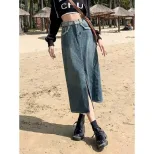 Denim Midi Skirt for Women Slim Fit High Waist Stretch Fabric Casual Everyday Wear Available in Blue S to XL