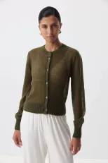 Womens Knit Cardigan Sweater Soft Hollow Out Design Round Neck Long Sleeve Casual Autumn Spring Wear