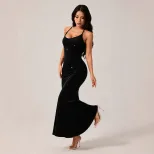Halter Neck Bodycon Dress for Women Slim Fit Evening Party Wear Black in Multiple Sizes