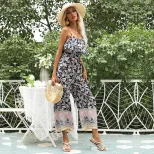 Womens Summer Floral Print Jumpsuit Strapless Sleeveless Casual Fit Comfortable Lightweight Fabric