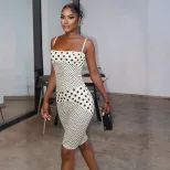 Vintage Polka Dot Print Womens Summer Jumpsuit Set Slim Fit Sleeveless Casual Outfit