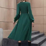 Womens Elegant Dark Green Midi Dress with Sleeveless Design for Autumn Winter Wholesale low MOQ custom packaging