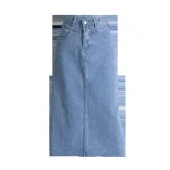 High Waist Denim Midi Skirt for Women Vintage A Line Design Summer Casual Wear