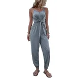 Gray Summer Womens Jumpsuit Casual Sleeveless Design Lightweight Fabric low MOQ