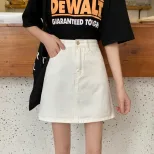 High Waist A Line Skirt Slim Fit Denim Fabric Casual Summer Wear in Black and White