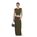 Womens Soft Modal Two Piece Set Sleeveless Top and Mermaid Skirt Casual Style for Spring Summer