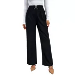 High Waist Straight Leg Pants Solid Color Casual Style Autumn Collection bulk order