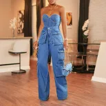 Wide Leg Jeans for Women Casual Stylish Fit Blue Denim Available in S to XL Wholesale Supply custom packaging