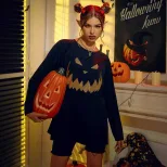 Womens Long Sleeve Graphic Sweatshirt Loose Fit Casual Style Halloween Theme ready to ship