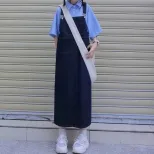 Denim Overall Dress for Women Loose Fit Mid Length Spring Autumn Casual Solid Color