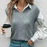 Womens Knitted Sweater Vest Solid Color Autumn Style private label bulk order OEM ODM service