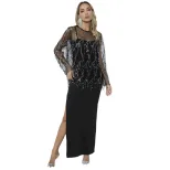 Sequin Tassel Cover Up and Long Dress Set for Women Black Casual Fashion OEM ODM service