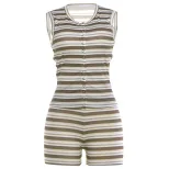 Womens Summer Casual Outfit Set Striped Sleeveless Top and Shorts Lightweight Comfortable Fabric