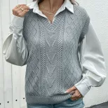 Womens Knitted Sweater Vest Solid Color Autumn Style private label bulk order OEM ODM service