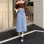 High Waist A Line Denim Skirt for Women Vintage Style Spring and Summer Wear