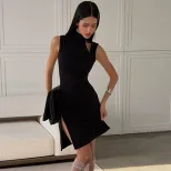 Black Bodycon Mini Dress Sexy Design Summer Casual Wear OEM ODM service private label