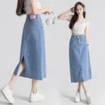 High Waist Denim Midi Skirt for Women Vintage A Line Design Summer Casual Wear