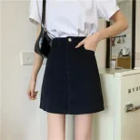 High Waist Black Denim Bodycon Skirt Slim Fit A Line Design Casual Wear for Students