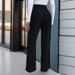 High Waist Straight Leg Pants Solid Color Casual Style Autumn Collection bulk order