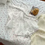 Womens Summer Sweetheart Lace Camisole and Floral Pants Set in White Casual Fit