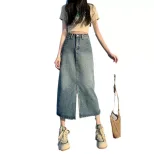 High Waist Slim Fit Midi Denim Skirt for Women Spring Summer Casual Style with Side Slit Available in Blue and Black Wholesale