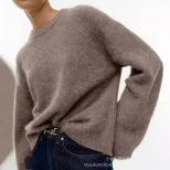 Womens Oversized Pullover Sweater Soft Thick Cashmere Blend Round Neck Long Sleeve Fall Winter Casual Wear Wholesale