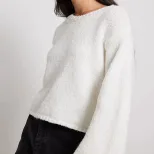 Knit Sweater Round Neck Long Sleeve Sexy Backless Tie Design Short Style Casual Wear for Autumn and Winter