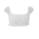 Womens Short Sleeve Crop Top Sexy Square Neck Slim Fit Casual Summer Wear