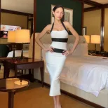 Sleeveless Bodycon Dress Elegant Backless Design Summer Fashion Available in White S to XL customizable
