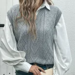 Womens Knitted Sweater Vest Solid Color Autumn Style private label bulk order OEM ODM service