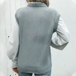 Womens Knitted Sweater Vest Solid Color Autumn Style private label bulk order OEM ODM service